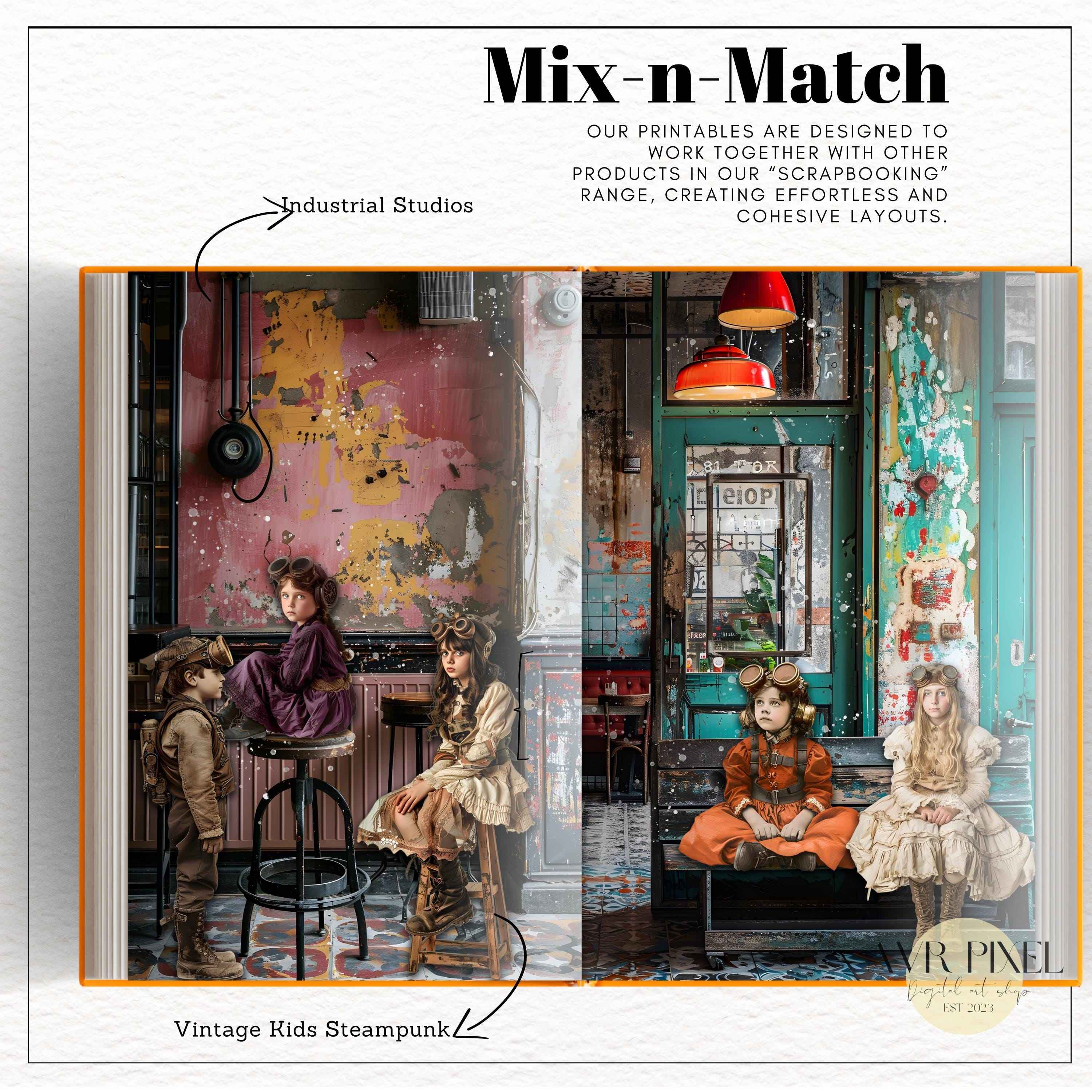 Steampunk Vintage Ephemera Kit | 200+ Junk Journal Clipart & Collage | Digital Download