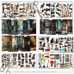 Steampunk Vintage Ephemera Kit | 200+ Junk Journal Clipart & Collage | Digital Download