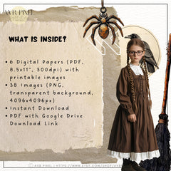 Rustic Halloween Printable Ephemera Set | Spooky Gothic Clipart | Skeletons, Witches, Junk Journal Kit | Vintage Halloween Craft Supplies _ Avr pixel - Avr Pixel
