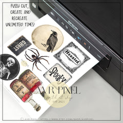 Rustic Halloween Printable Ephemera Set | Spooky Gothic Clipart | Skeletons, Witches, Junk Journal Kit | Vintage Halloween Craft Supplies _ Avr pixel - Avr Pixel