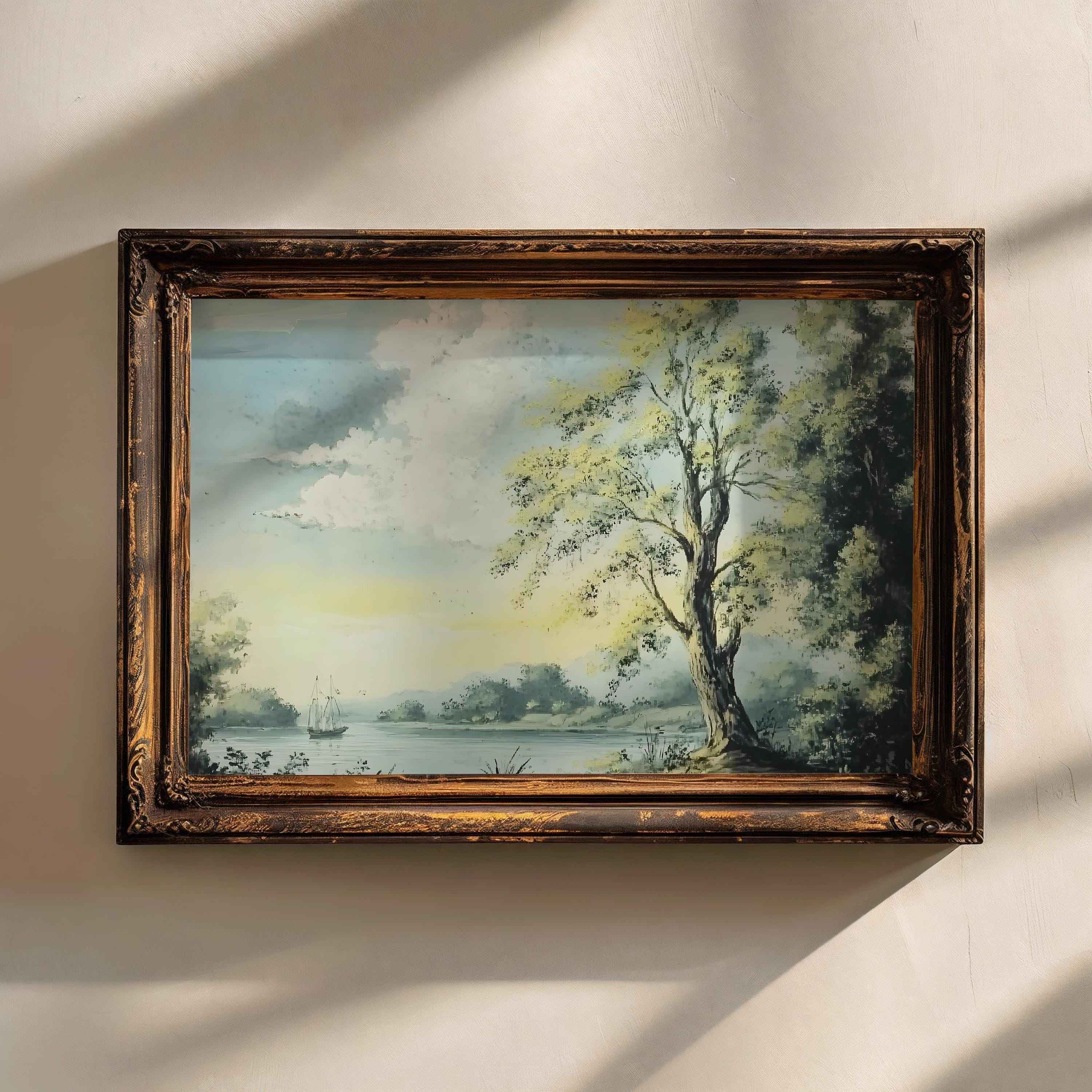 Serene Lakeside View Print: Calm Home Decor (Digital Download)