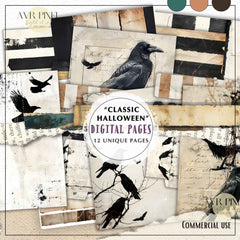 Vintage Halloween Digital Paper Pack | Spooky Gothic Scrapbook & Junk Journal Pages | Digital Download
