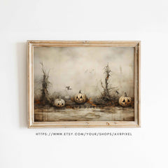 Whimsical Haunted House Halloween Wall Art: Spooky Printable PDF Download for Cozy Home Decor