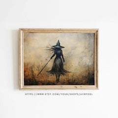 Witch Printable Wall Art: Rustic Wiccan Farmhouse Halloween Print - PDF Download