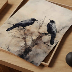 Halloween Wall Art | Spooky Birds Print | Muted Rustic Fall PDF Download for Cozy Homes