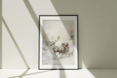 Winter Wonderland Reindeer Sleigh Ride Art Print (PDF Download)