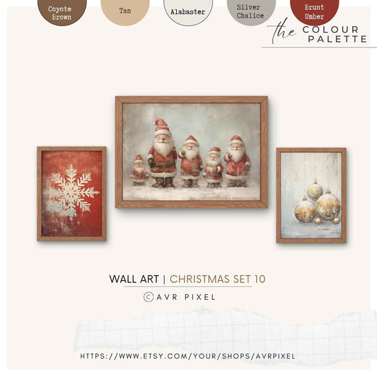 Vintage Christmas Farmhouse Wall Art Set of 3 (Downloadable Prints)