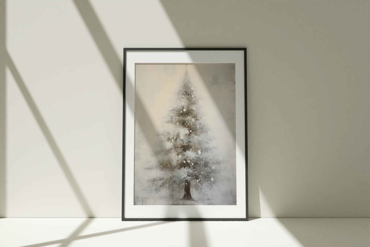 Snow-Kissed Christmas Tree Print: Minimalist Winter Decor (PDF Download)