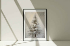Snow-Kissed Christmas Tree Print: Minimalist Winter Decor (PDF Download)