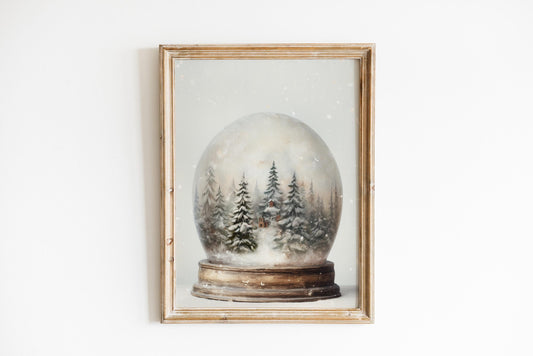 Rustic Snow Globe Christmas Print: Farmhouse Winter Wonderland (PDF Download))