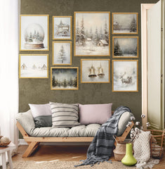 Vintage Farmhouse Christmas Prints: Rustic Winter Wall Art Set (PDF Download)