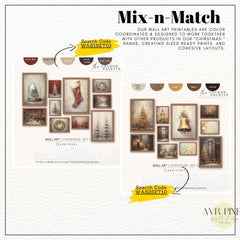 Vintage Farmhouse Christmas Prints: Rustic Winter Wall Art Set (PDF Download)