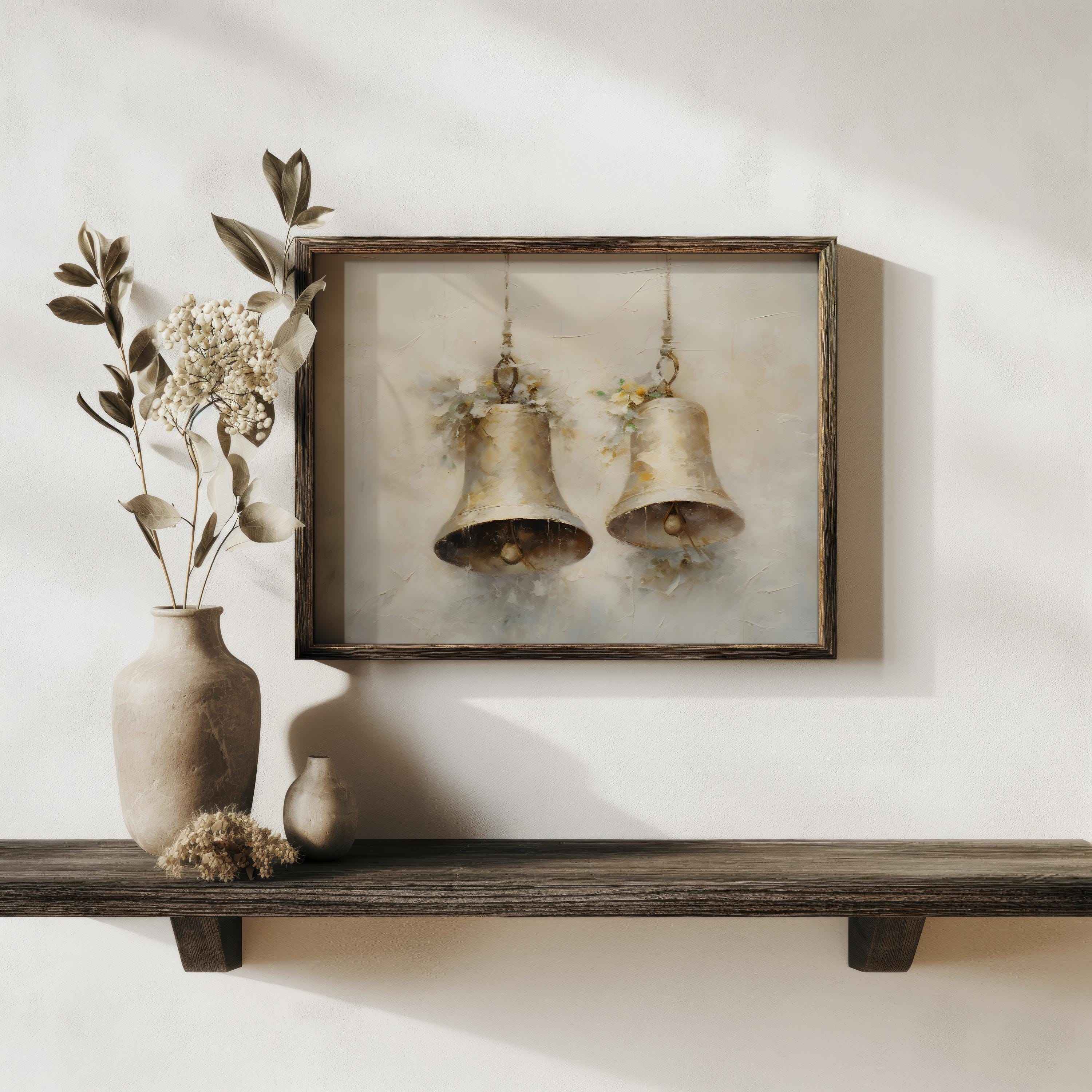 Vintage Christmas Bells Print: Farmhouse Holiday Wall Art (PDF Download)