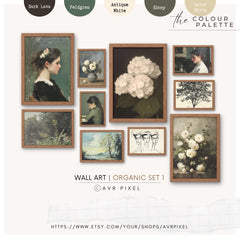 Vintage Floral Wall Art Set: 10 Organic Botanical Prints (Digital Prints, PDF Download)