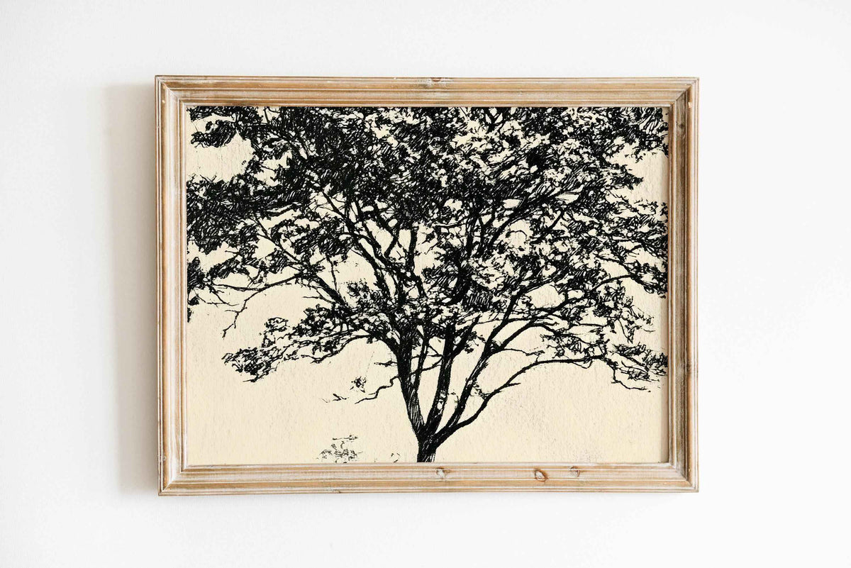 Minimalist Tree Silhouette Art Print: Nature-Inspired Wall Decor (Digital Download)