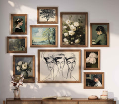 Vintage Floral Wall Art Set: 10 Organic Botanical Prints (Digital Prints, PDF Download)