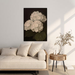 Hydrangea Wall Art Print: Dark Tone Minimalist Botanical Decor (Digital Download