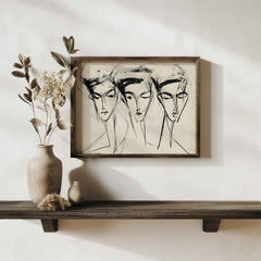 Abstract Botanical Print Set: Minimalist Black Ink Trio (Digital Download