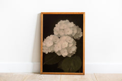 Hydrangea Wall Art Print: Dark Tone Minimalist Botanical Decor (Digital Download
