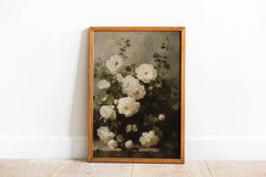 White Roses Botanical Print: Abstract Floral Still Life, Modern Wall Art