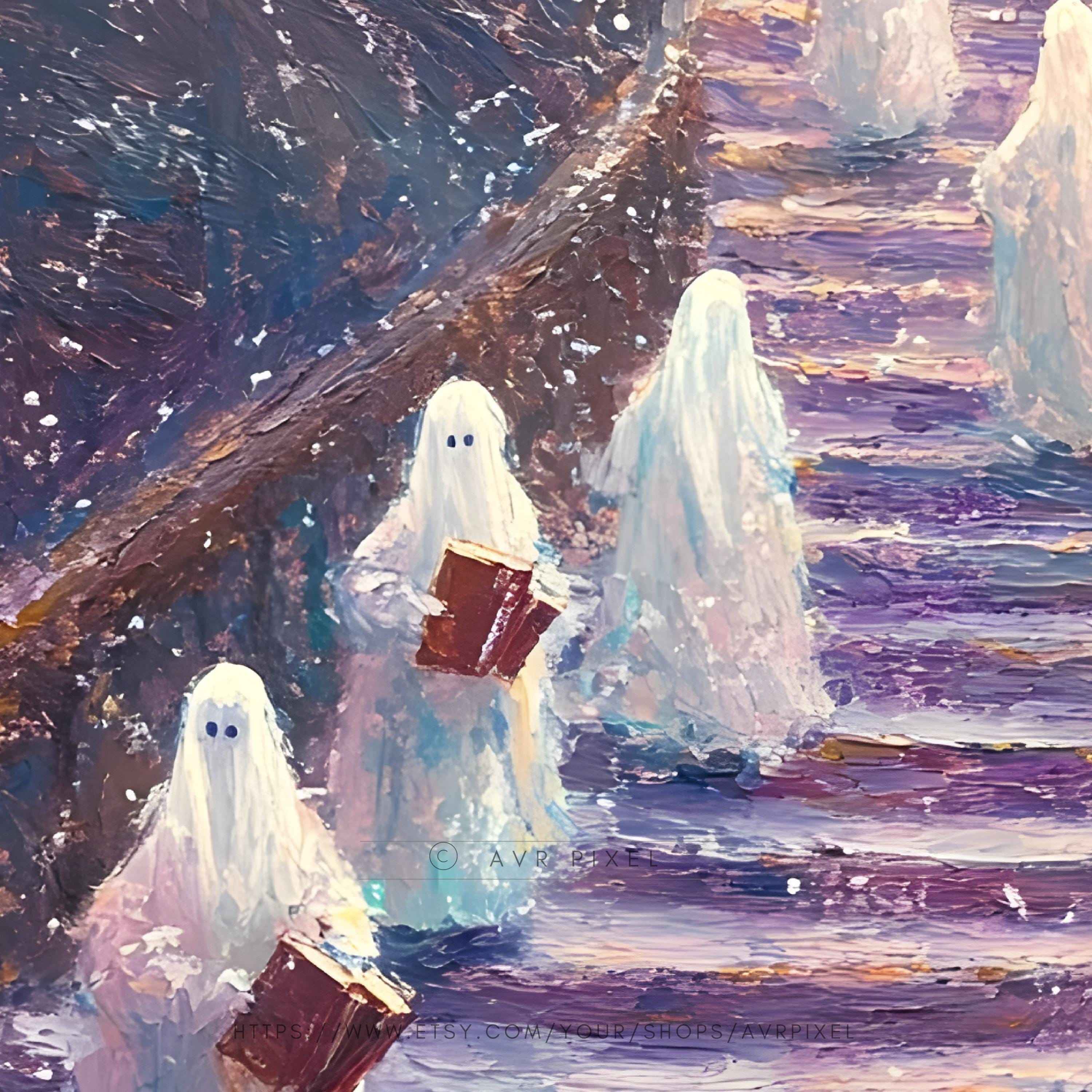 Spooky Haunted House Print: Gothic Halloween Staircase Decor (PDF Download)