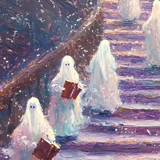 Spooky Haunted House Print: Gothic Halloween Staircase Decor (PDF Download)