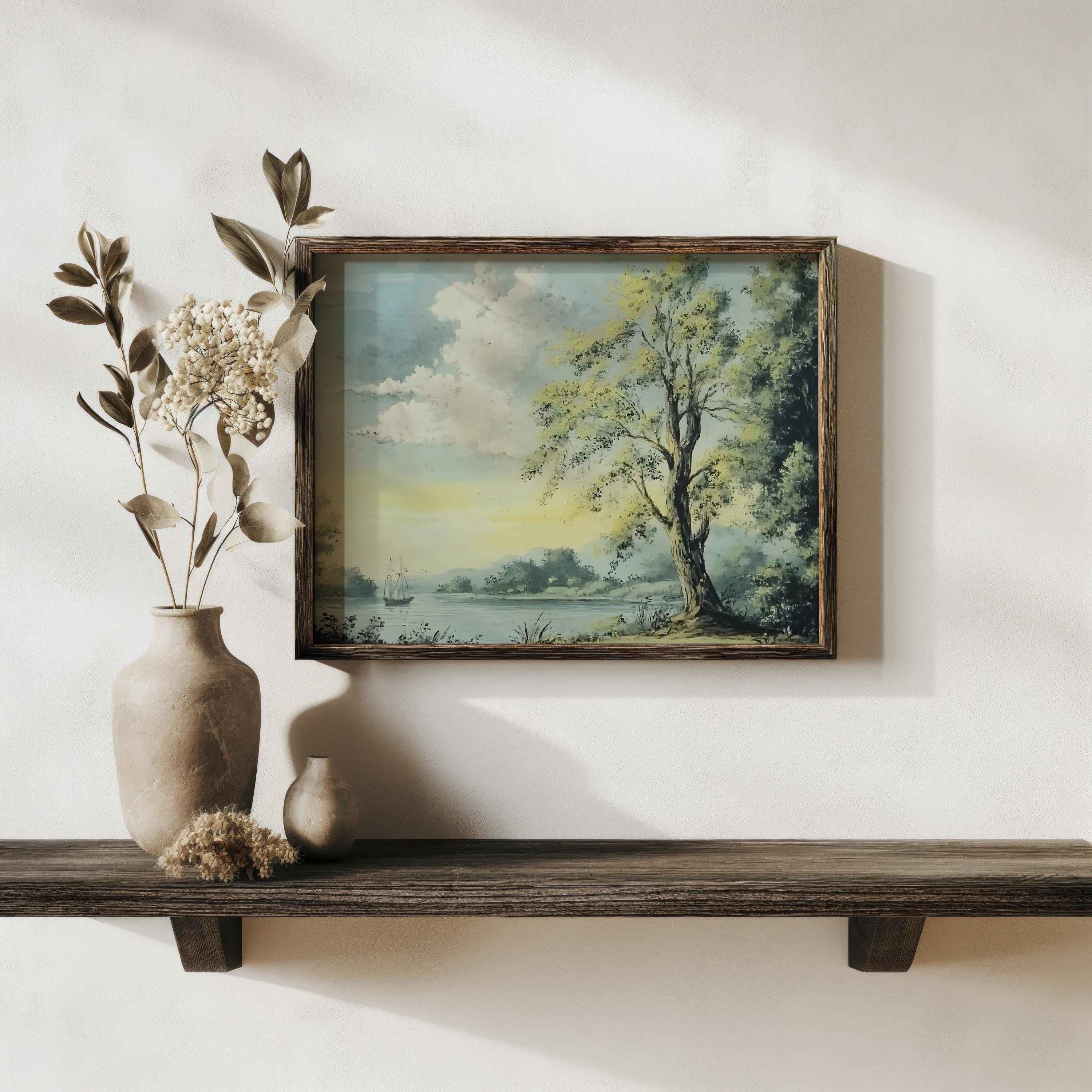 Serene Lakeside View Print: Calm Home Decor (Digital Download)