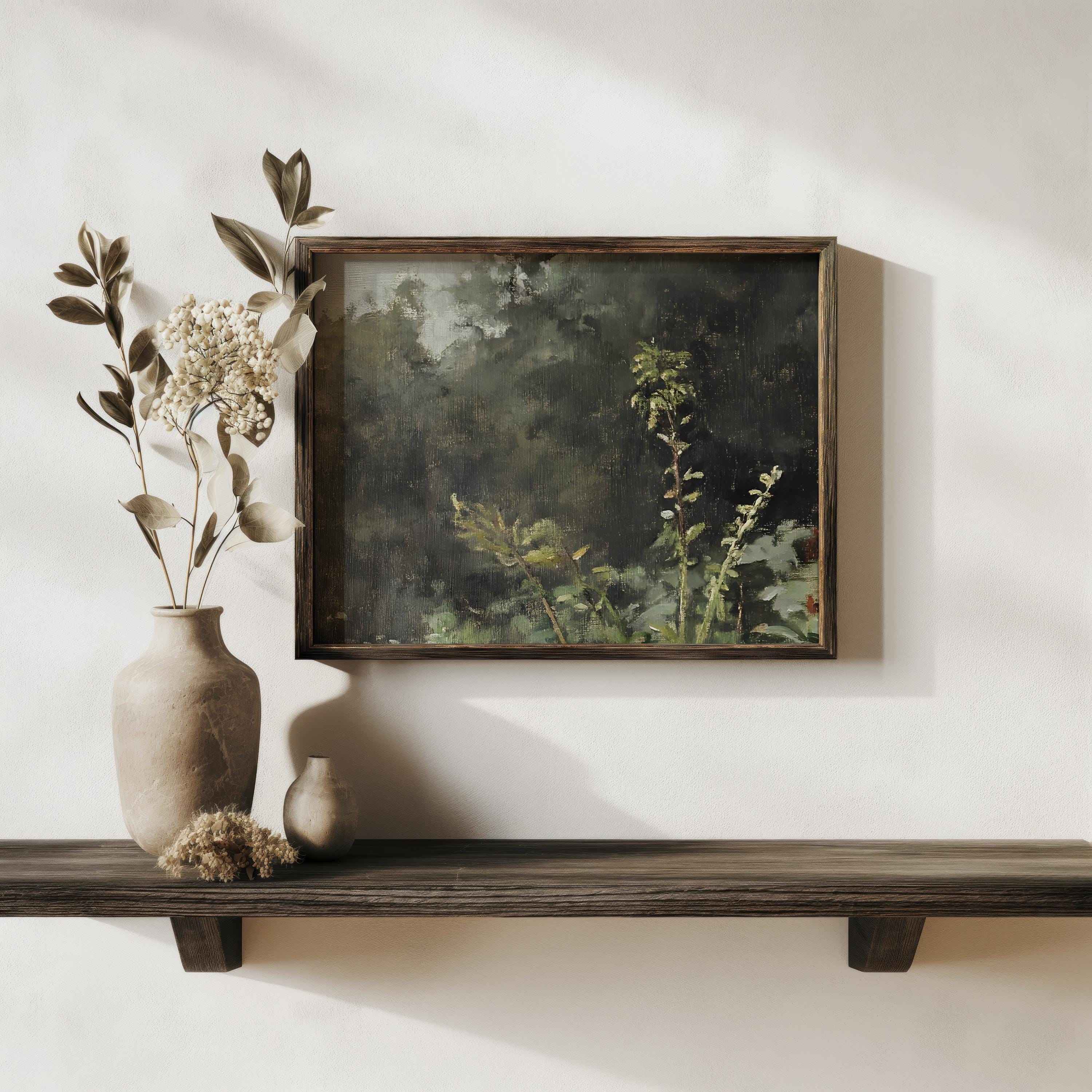 Lush Green Botanical Landscape Print: Serene Forest Wall Art (Digital Download)