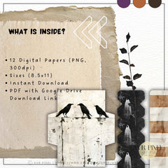Vintage Halloween Digital Paper Pack | Spooky Gothic Scrapbook & Junk Journal Pages | Digital Download