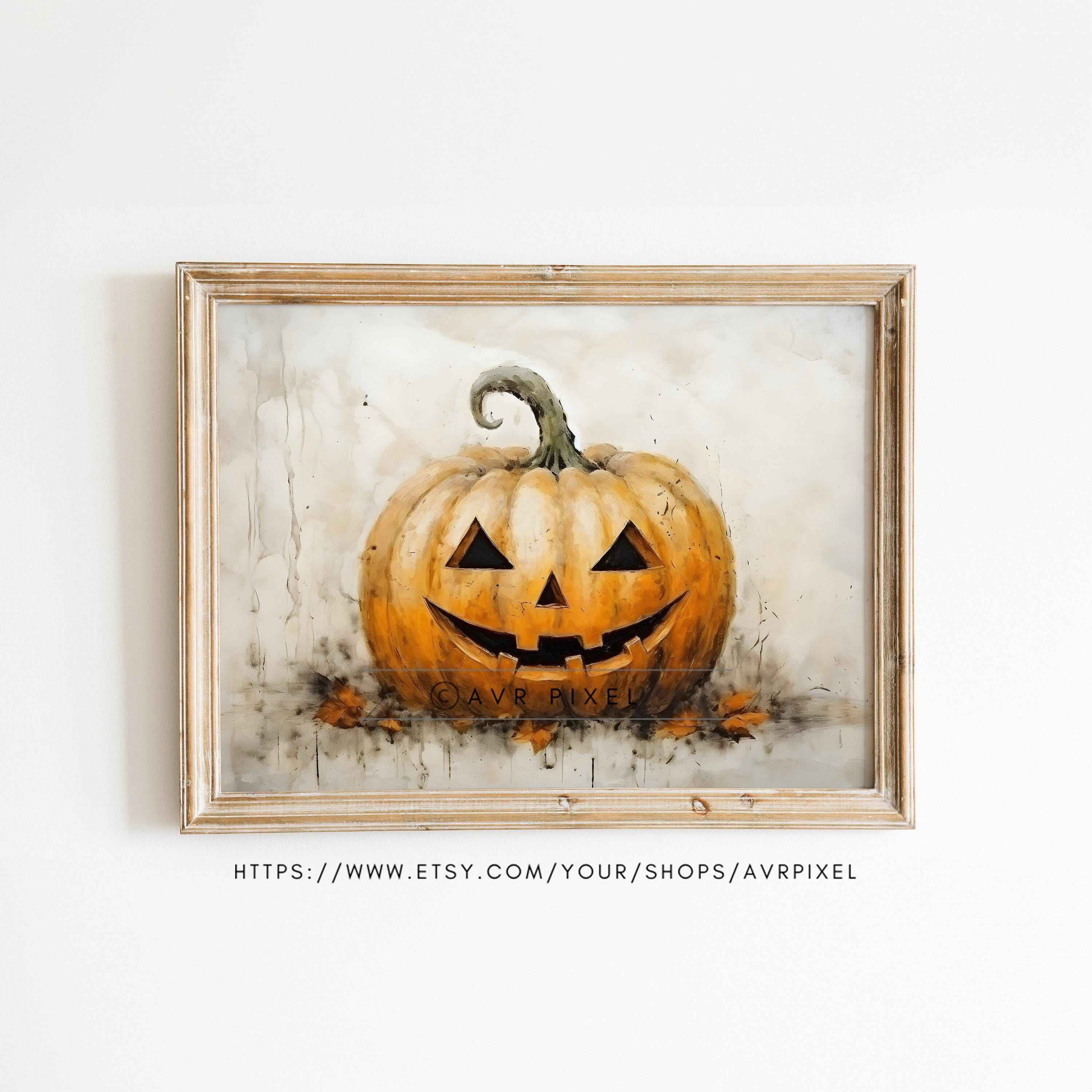 Halloween Wall Art | Jack O’Lantern Candle Print | Spooky Rustic (PDF Download)