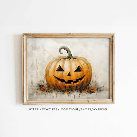 Halloween Wall Art | Jack O’Lantern Candle Print | Spooky Rustic (PDF Download)