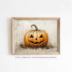 Halloween Wall Art | Jack O’Lantern Candle Print | Spooky Rustic (PDF Download)