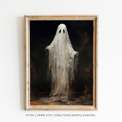 Halloween Wall Art | Spooky Ghost Print | Festive Rustic Home Decor PDF Download