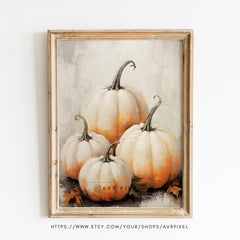 Muted Autumn Pumpkin Wall Art: Spooky Halloween Print for Rustic Fall Home Decor