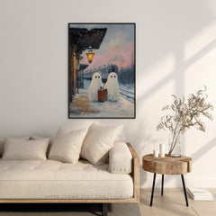 Ghost Train Station Halloween Painting: Spooky Wall Decor (PDF Download)