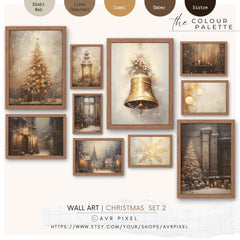 Neutral Farmhouse Christmas Wall Art Set | Rustic Holiday Prints & Gallery Wall | Digital Download