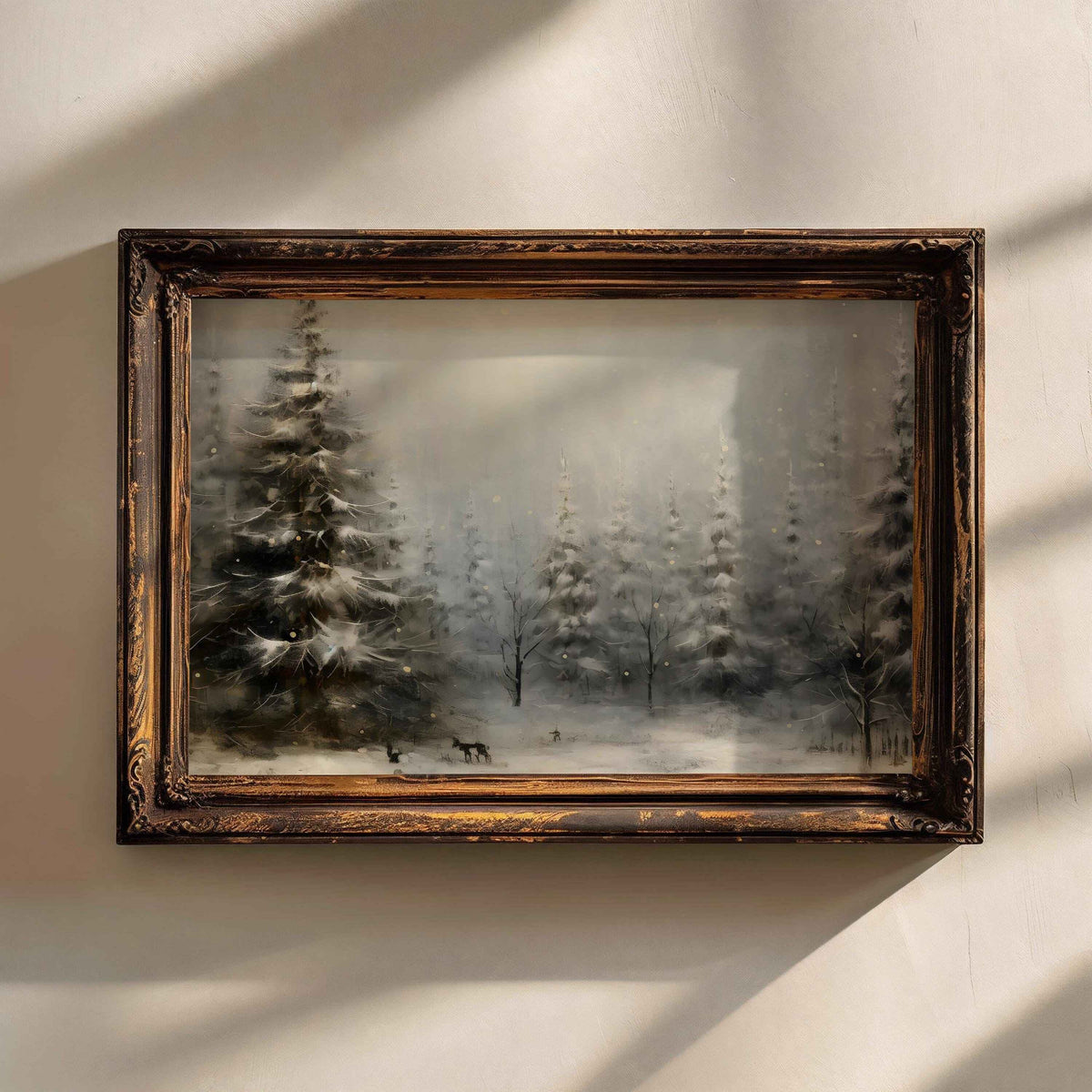 Snowy Winter Forest Print: Farmhouse Christmas Wall Art (PDF Download