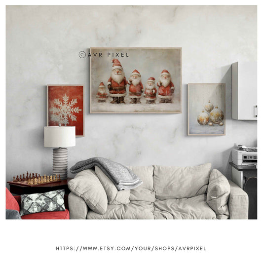 Vintage Christmas Farmhouse Wall Art Set of 3 (Downloadable Prints)