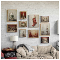 Farmhouse Christmas Wall Art Prints: Festive Holiday Decor Set of 10 (PDF Download)