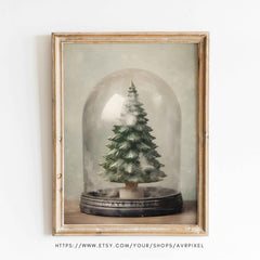 Christmas Tree Snow Globe Print: Farmhouse Holiday Wall Art (PDF Download)