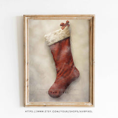 Rustic Christmas Stocking Print: Vintage Holiday Wall Art (PDF Download)