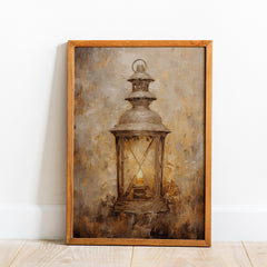Vintage Christmas Lantern Print: Farmhouse Holiday Wall Art (PDF Download)