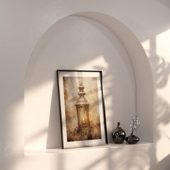 Vintage Christmas Lantern Print: Farmhouse Holiday Wall Art (PDF Download)