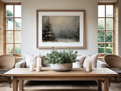 Snowy Winter Forest Print: Farmhouse Christmas Wall Art (PDF Download