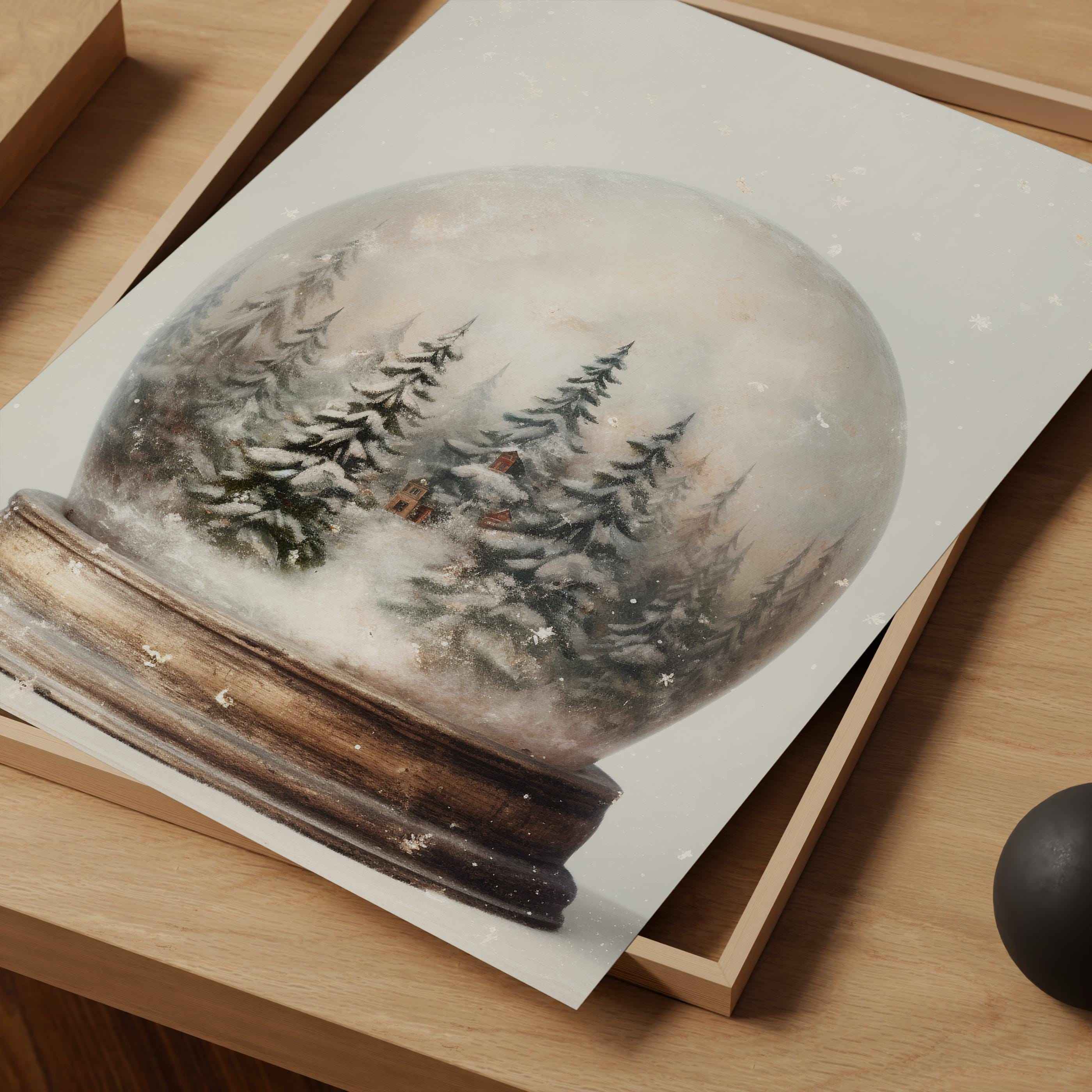 Rustic Snow Globe Christmas Print: Farmhouse Winter Wonderland (PDF Download))