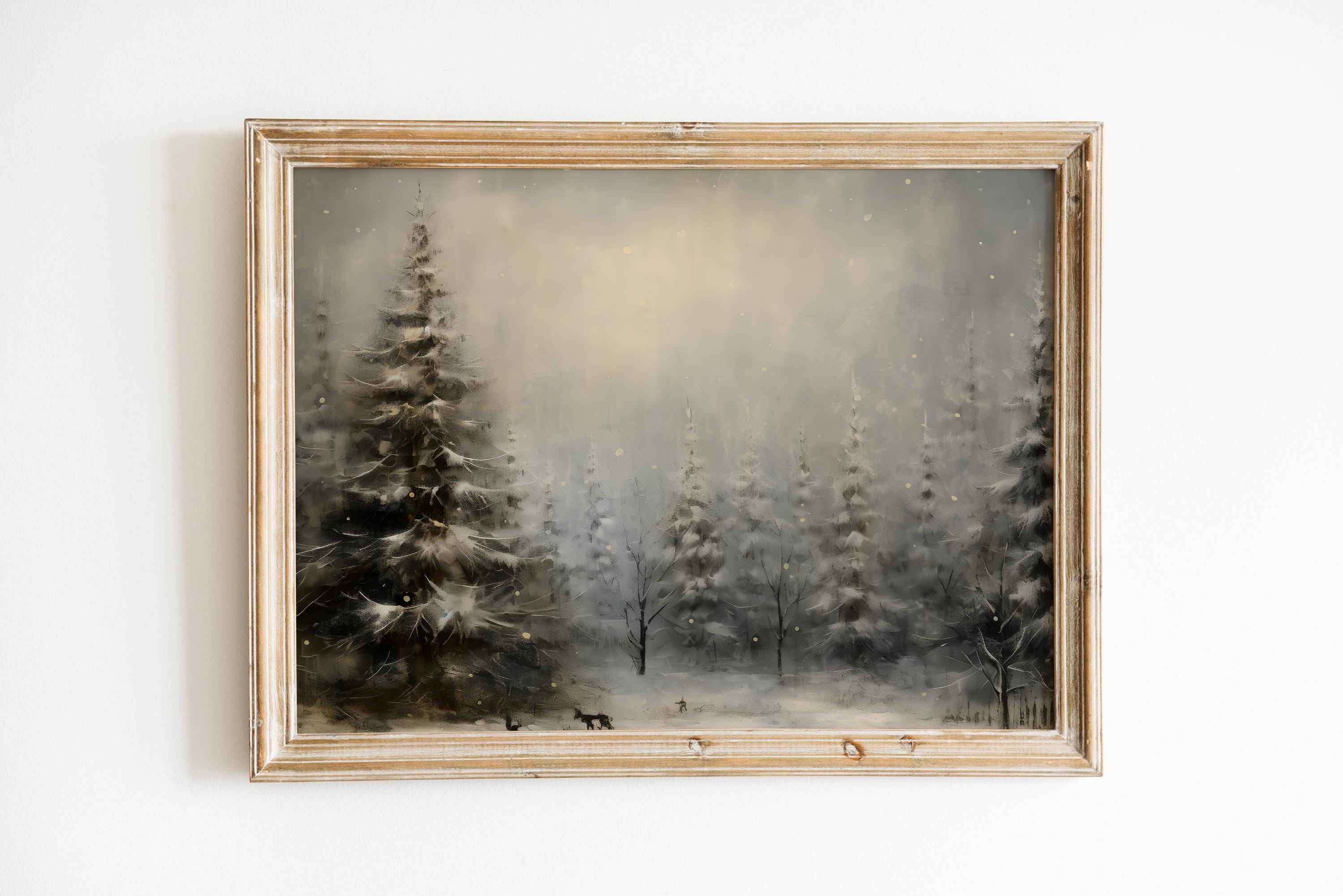 Snowy Winter Forest Print: Farmhouse Christmas Wall Art (PDF Download
