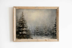 Snowy Winter Forest Print: Farmhouse Christmas Wall Art (PDF Download