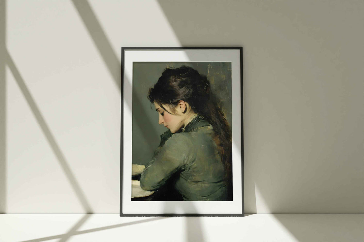 Vintage Woman Portrait Print: Serene Feldgrau Wall Art (PDF Download