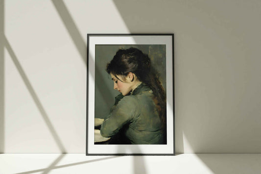 Vintage Woman Portrait Print: Serene Feldgrau Wall Art (PDF Download