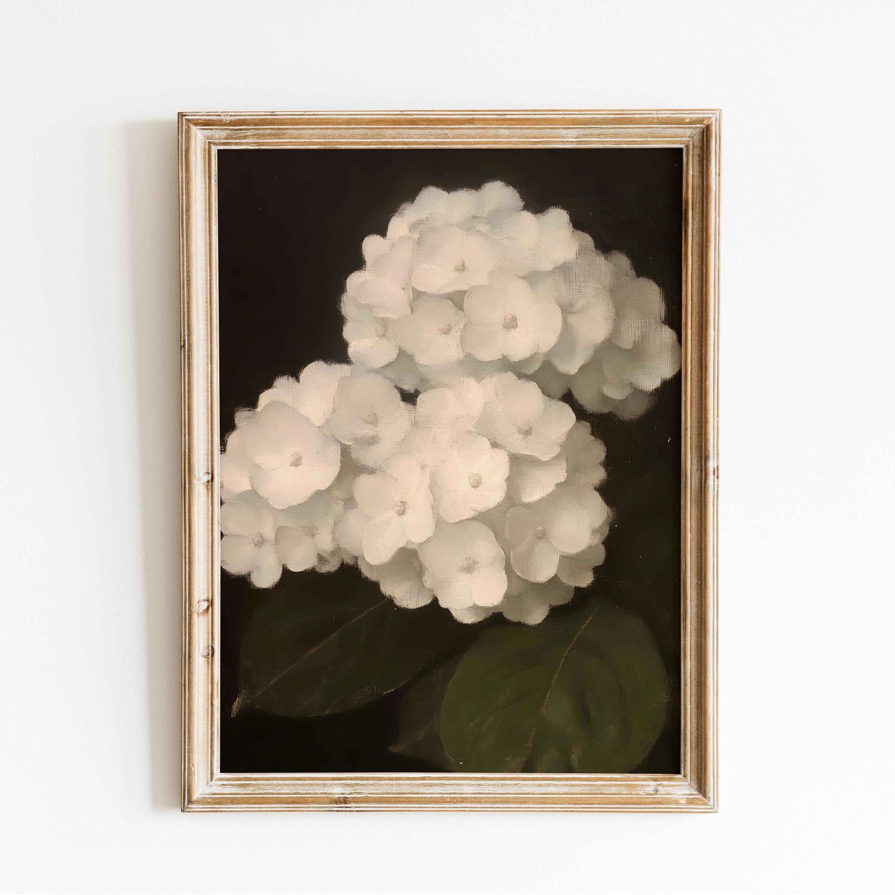 Hydrangea Wall Art Print: Dark Tone Minimalist Botanical Decor (Digital Download